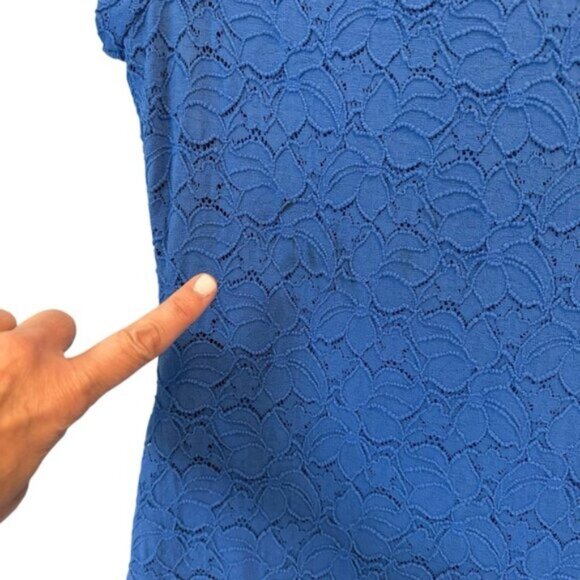 Anthropologie Pina and Needles | Blue Floral Print Textured Dress Size L - Picture 8 of 9